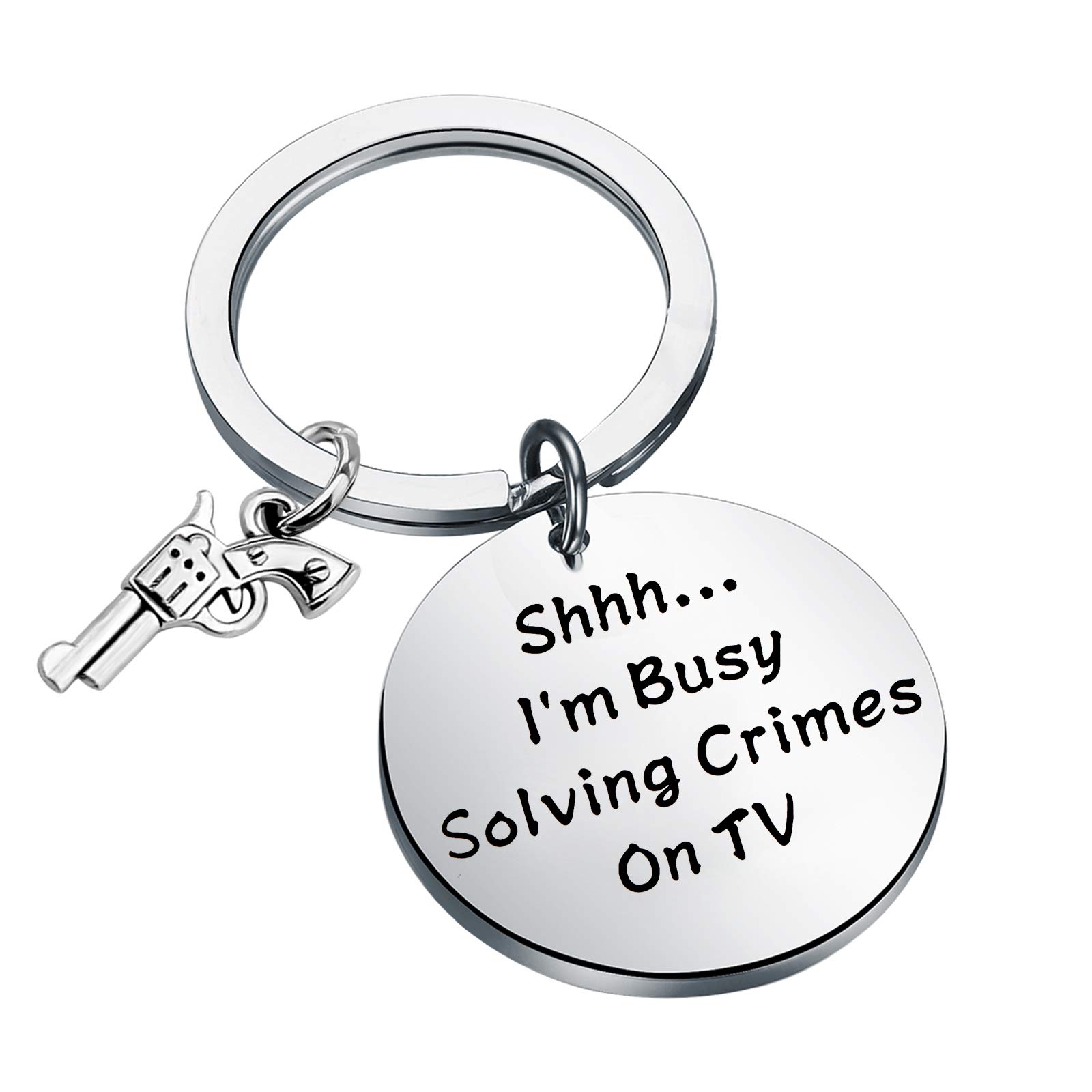 SEIRAA Criminal Minds TV Series Gifts Criminal Minds Inspired Keychain Criminal Minds Fans Gift Shhh I’m Busy Solving Crimes On TV Keychain