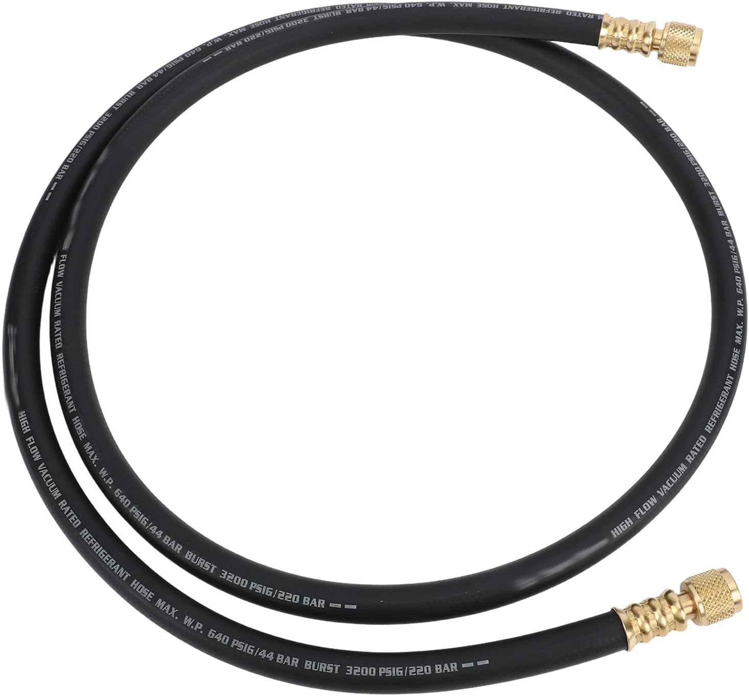 Fafeicy Charging Vacuum Hose, 6ft Reinforced HVAC Vacuum Hose with Leak Proof 3/8in Fitting 640PSI Max Working Pressure and Brass Fitting for Refrigeration Technicians