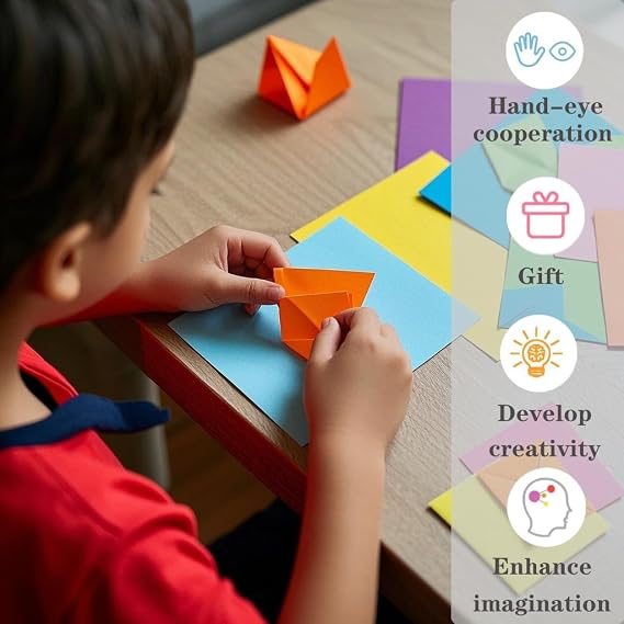 100 Sheets Origami Paper, 20x20 cm/8 Inch Large Origami Paper Double Sided(70gsm), 20 Colors, Perfect for Kids DIY School Arts Crafts Projects Children Adults