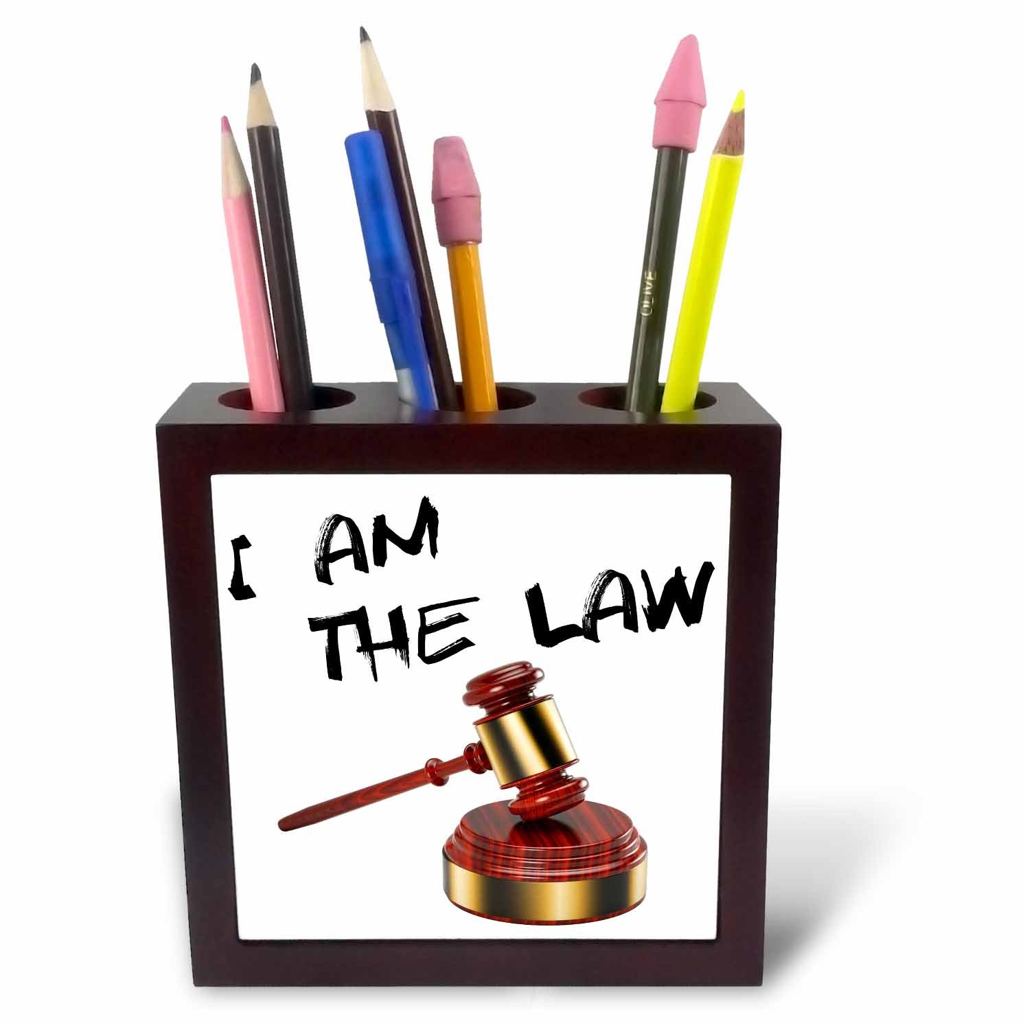 3dRose ph_236145_1 5-Inch I am the Law Tile Pen Holder