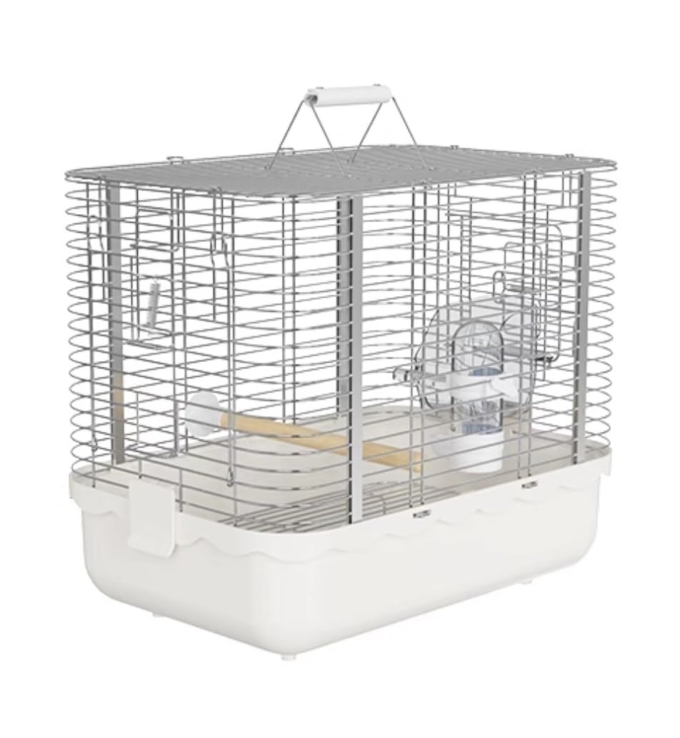 Klatka Ptaków Plastikowa Klatka Dla Ptaków Małych Z Miskami Do Karmienia Papugowych Wystrój Domu(White)