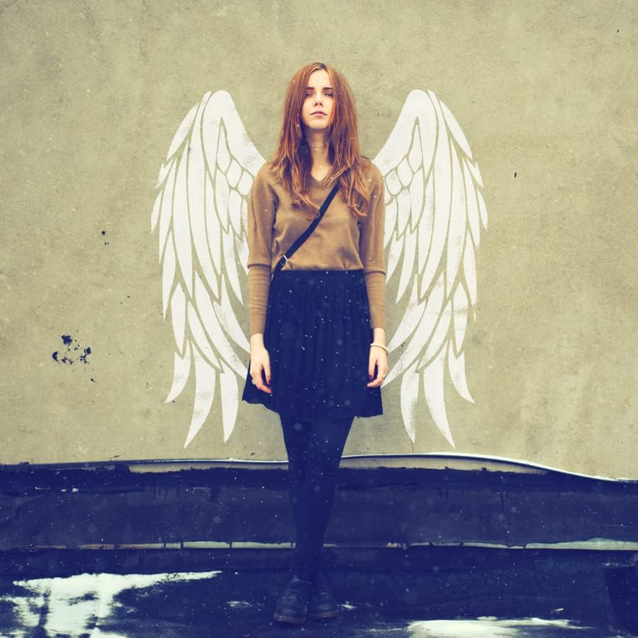 Ideal Stencils Angel Wings Stencil, Large Wall Painting Stencil, Inside, Outside Use, Great for Any Space, (25x54cm)
