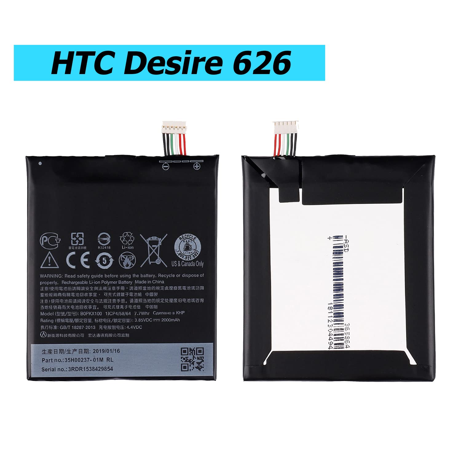 Vvsialeek BOPKX100 Replacement Battery Compatible with HTC Desire 626 D626T 628 D626W D626U with Toolkit