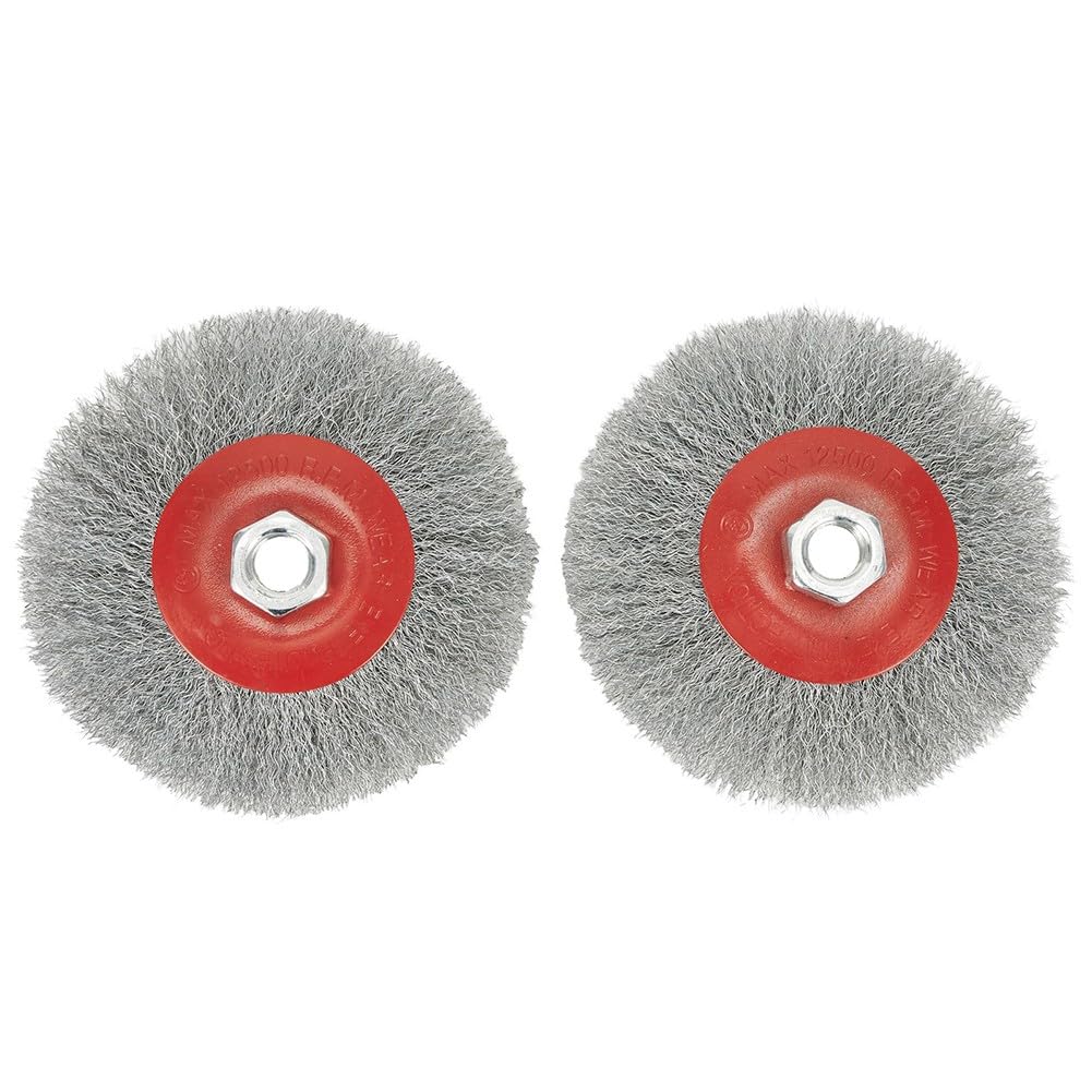 Paquete de 2 cepillos de rueda de alambre trenzado de 115 mm para rosca M14 para amoladora angular, cepillo de copa de acero para eliminación de pintura de óxido, pulido de metal envejecido y