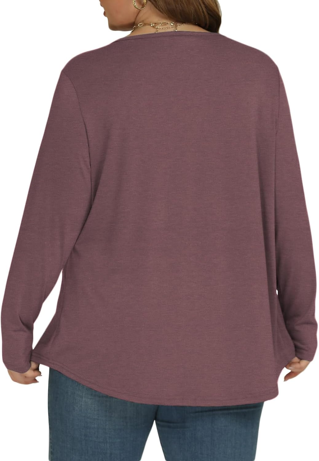 Womens-Plus-Size-Tops Dressy Pleated Square Neck Shirts Trendy Cute Long Sleeve Blouses Casual Loose Fit Tunics XL-5XL - Image 2