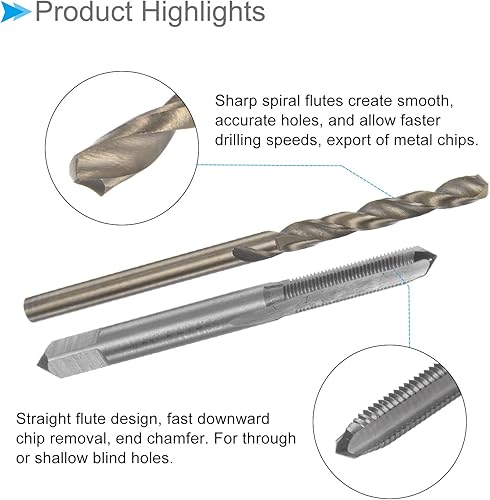 Miniatura 4 de Juego de brocas y brocas, rosca de grifo M4.5 x 0.5 de 0.157 in de diámetro de taladro, kit de herramientas métricas de rosca y broca giratoria,