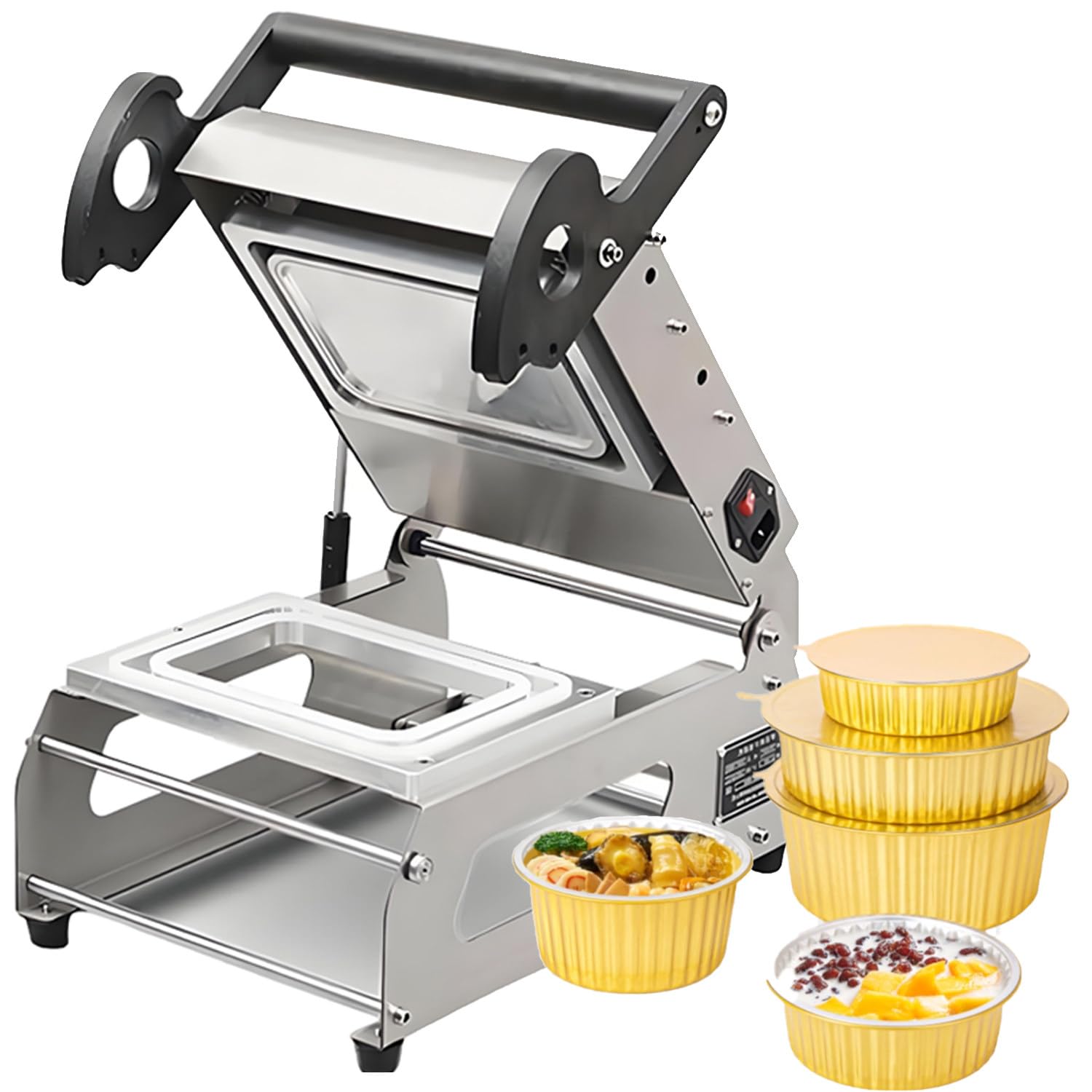Sigillatrice Manuale per vaschette Alimentari, Macchina a Pressione Manuale per Il confezionamento di vaschette da asporto, 7-8 cicli/Minuto, Ideale per bistecche e cibi cotti.