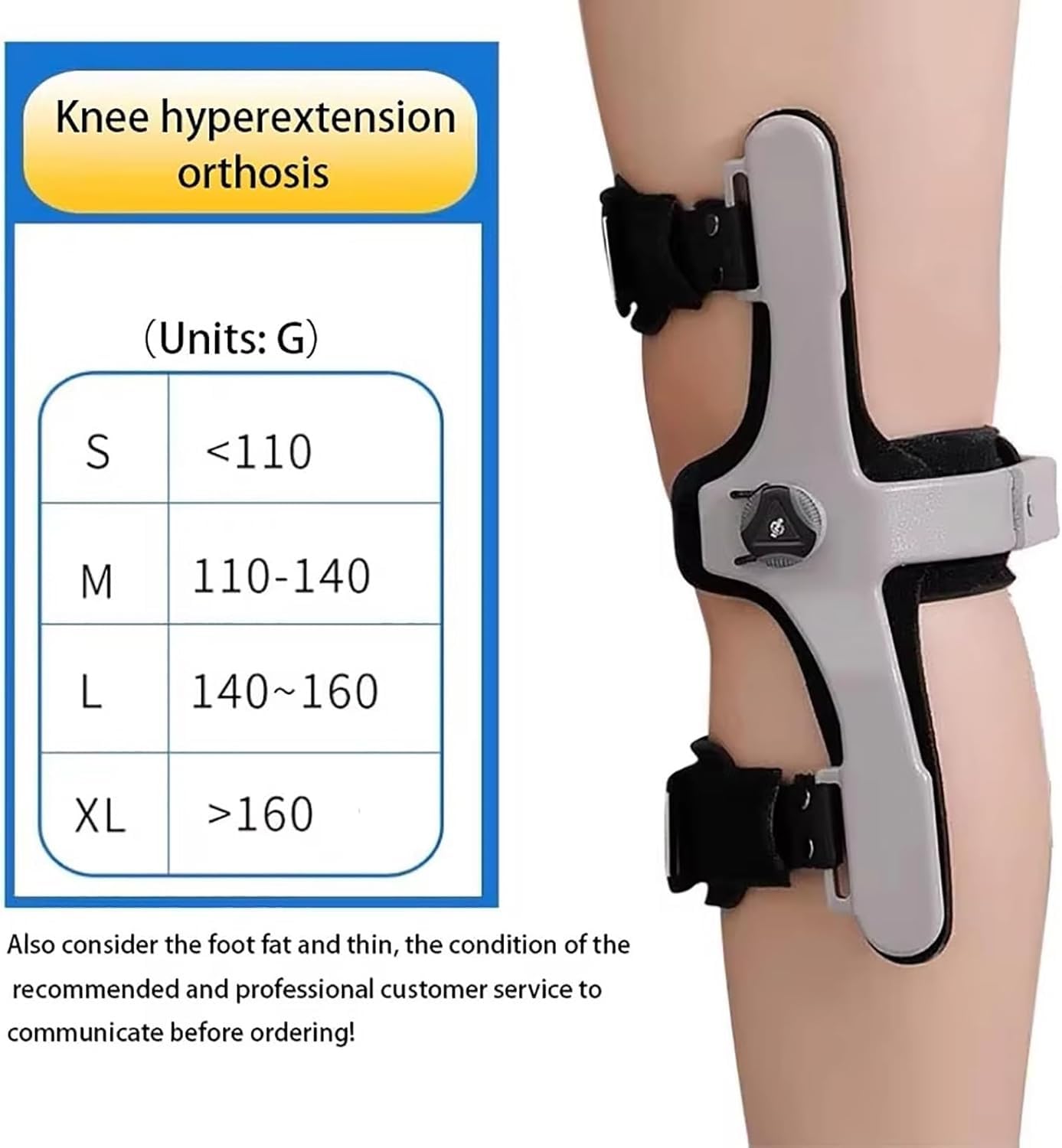 Generisch Verstellbare Knie-Wegfahrsperre, Knie-Hyperextensions-Orthese, Feste Knie-Orthese, Hemiplegische Knie-Abduktions-Fixierungsorthese mit Einstellbarer Dichtheit(Right Knee Black,M)