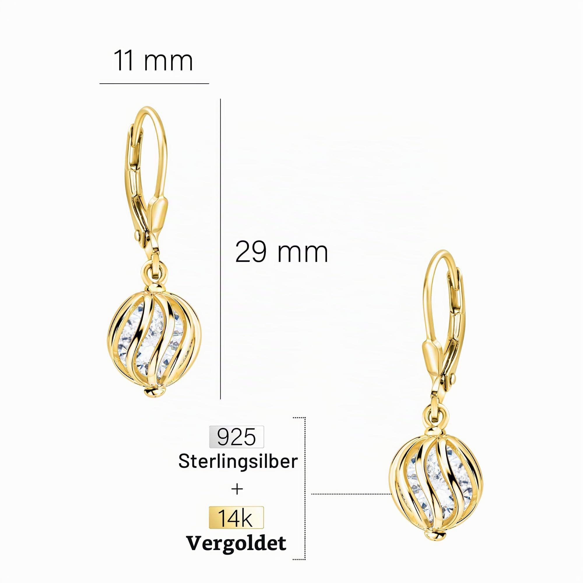 SOFIA MILANI - Damen Ohrringe 925 Silber - mit Zirkonia Steinen - Kugel Zirkonia Ohrhänger