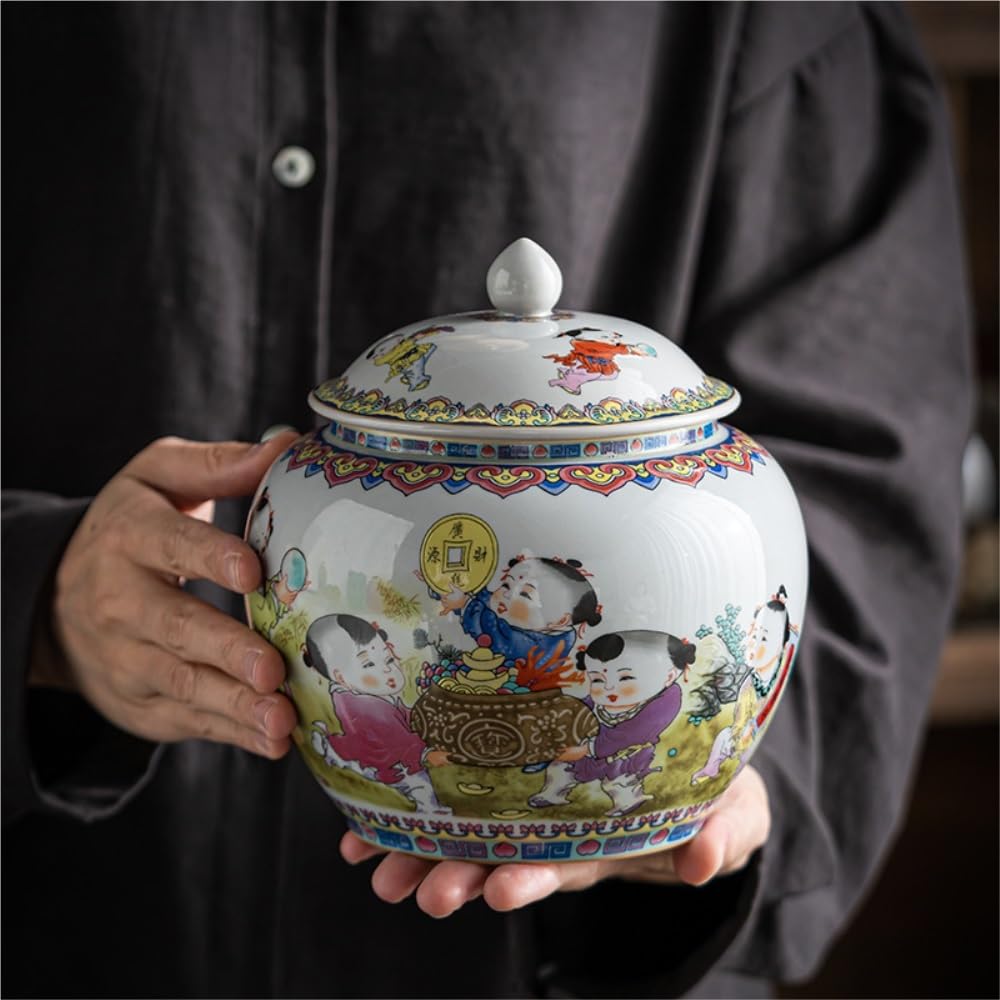 XYNSNDB Pojemnik na herbatę ceramiczny luzem pojemnik do przechowywania herbaty słoik gospodarstwa domowego o dużej pojemności zamknięty słoik Retro zestaw do herbaty pojedynczy słoik pusty słoik