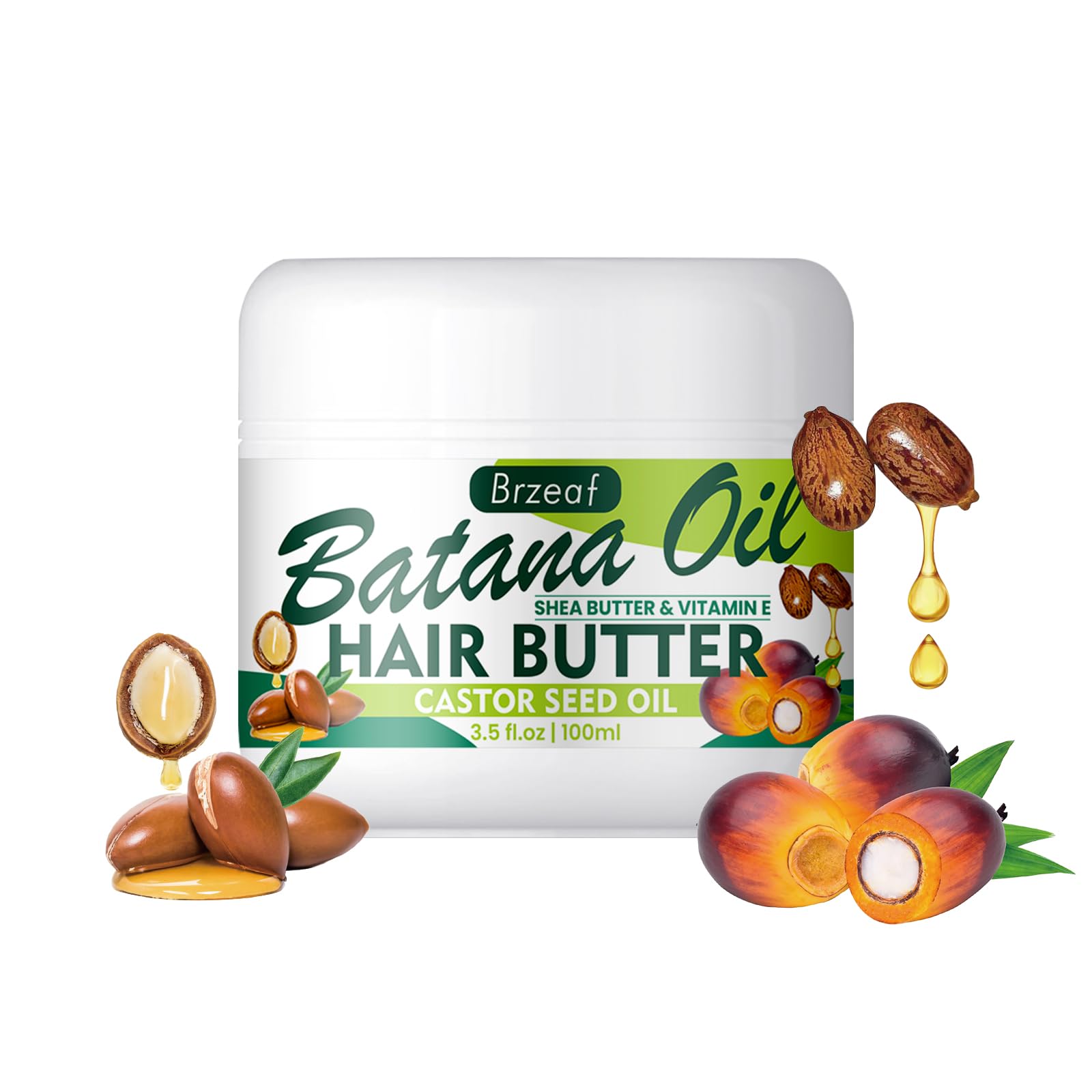 Brzeaf Natural Raw Batana Oil for Women & Men Hair Growth, 3.5 Fluid Ounces - Hair Treatment Oils for All Hair Types, Moisturizing and Nourishing Hair Oil