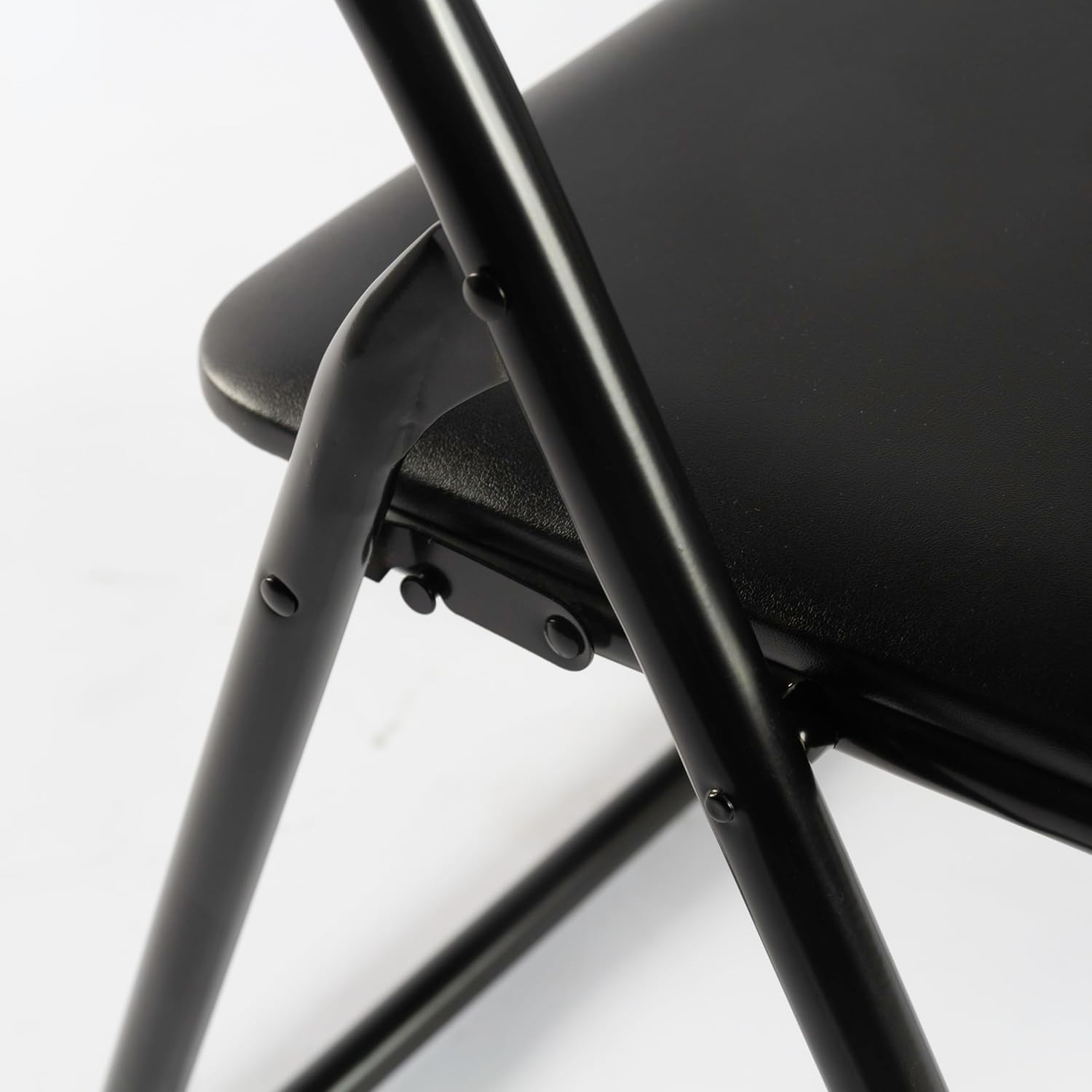 DUPI Silla Plegable de Metal | Acolchada y Cómoda | Uso en Cocina, Oficina, Camping | No Requiere Montaje | para Espacios Pequeños | Sintético | Pack de 4 Unidades | Negro