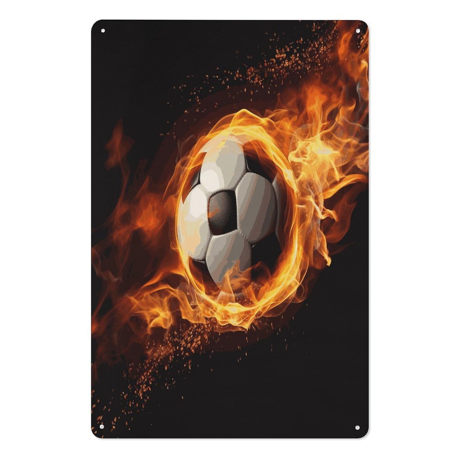 Adfgyerh Style Soccer Flame Tin Sign Hanging Art Prints,Wall Decor For Gifting And Party Decoration 7.9X11.8 Inch,Wall Art For Home Garden Greenhouse Living Room Bedroom Yard