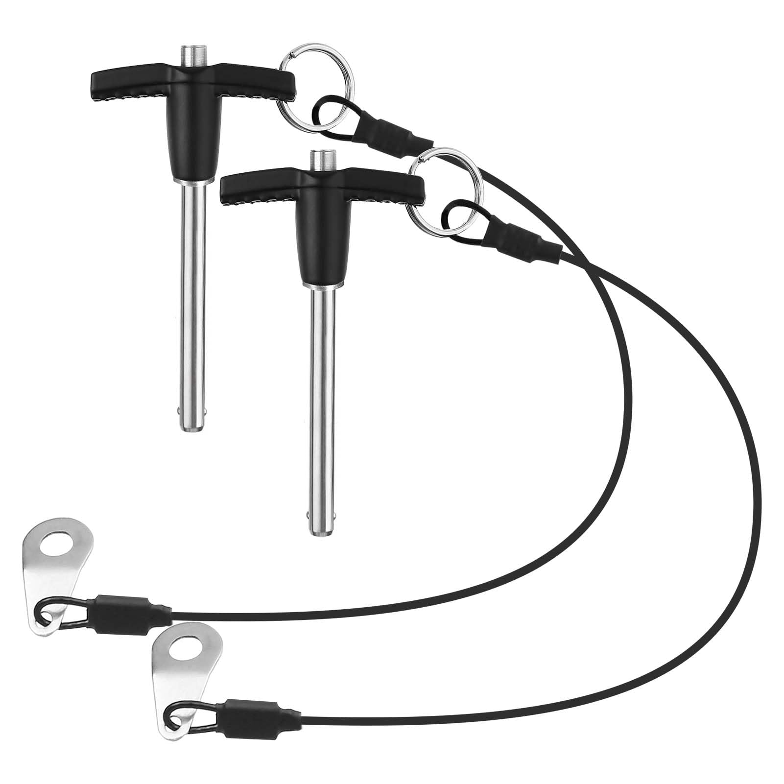 2 Pack T Handle Quick Release Pin 0.24 Inch Diameter,304 Stainless Steel Ball Locking Pin with Push Button Lanyard Usable Length 1.97"(6mm x 50mm)
