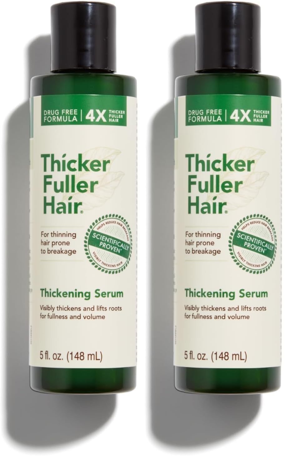 Thicker Fuller Hair Hair Thickening Serum Advanced Thickening Solution - 5oz - Thickens & Lifts Roots for Fullness & Volume - Mongongo & Green Coffee Oils Fortify Hair & Reduce Breakage (Pack of 2)
