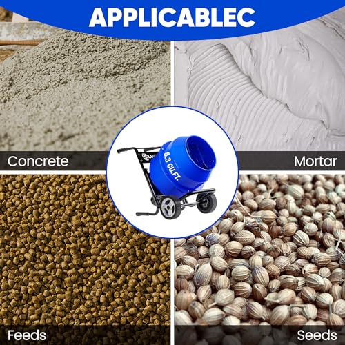 SILVEL 5.3 Cu.Ft. Cart-Mounted Concrete Mixer – 750W 1HP Electric Cement Mixer, Heavy Duty Mixing Machine for Mortar, Stucco & Fodder - Thumbnail 6
