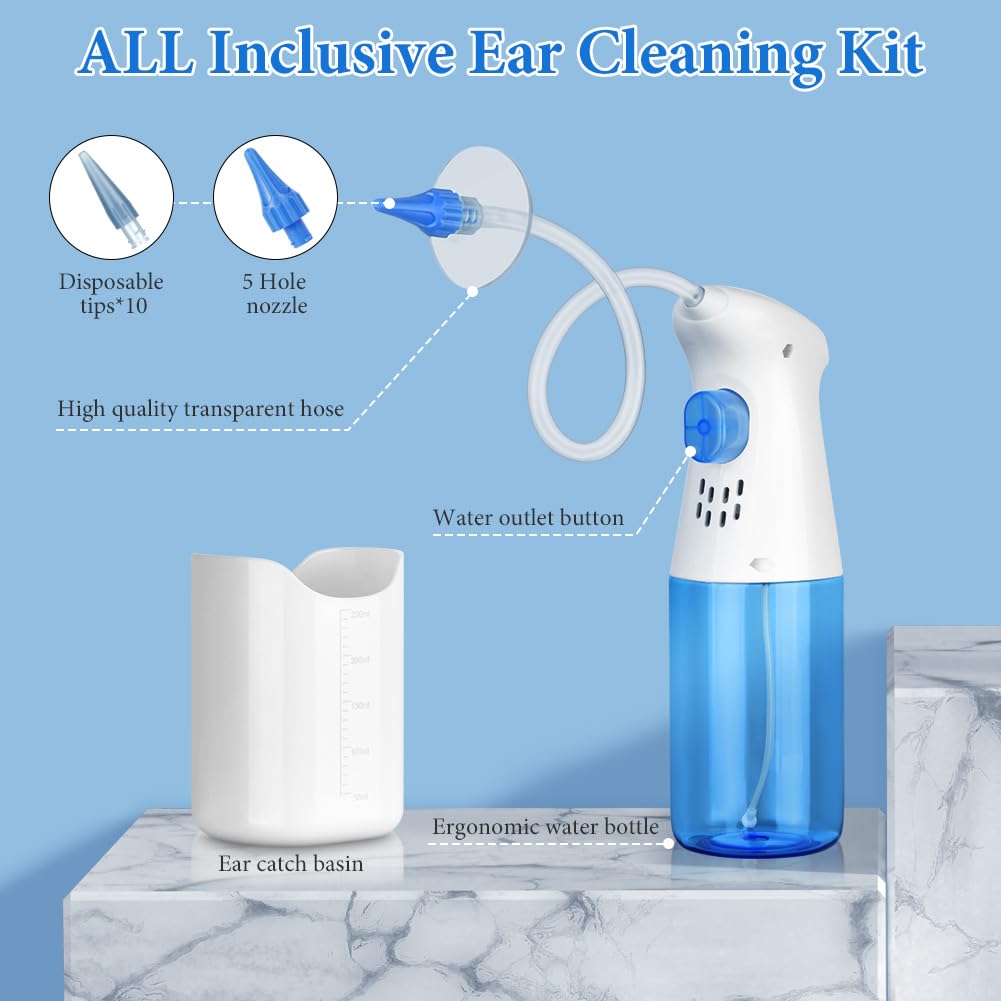 Kit de Retrait de Cérumen, Kit de Nettoyage Manuel pour Lave-oreille, Nettoyant auriculaire Safe Effective pour adultes&enfants