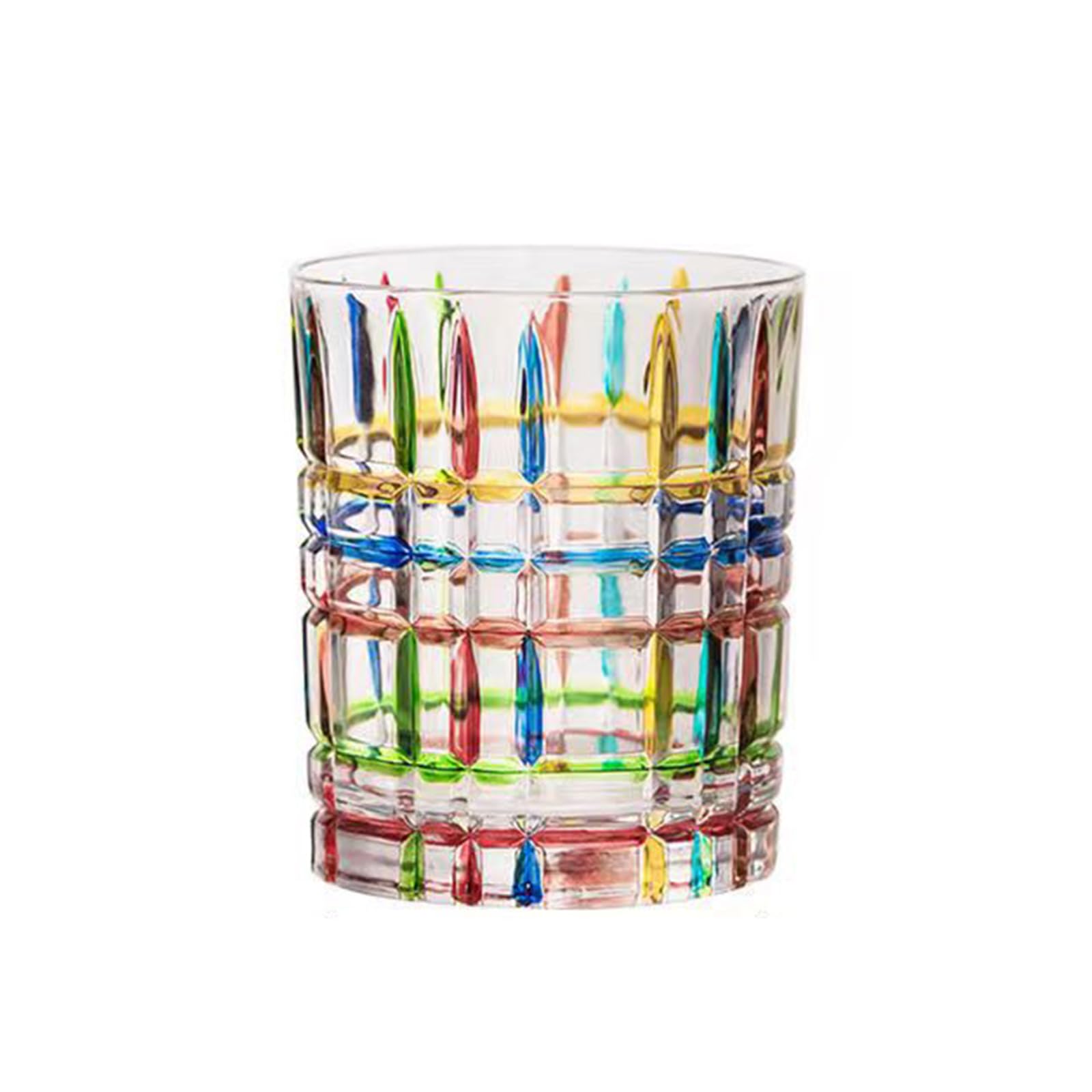 soulnioi Colorful Drinking Glasses Hand Painted Colored Water Glasses, Whiskey Tumbler for Rum, Bourbon, Scotch, Water, Drinks (A)