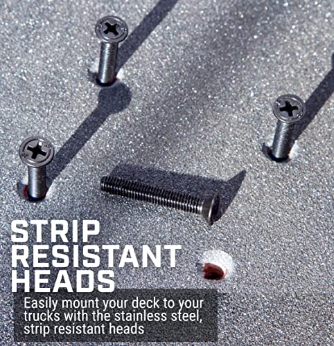 Fireball Dragon Black Stainless Steel Skateboard Hardware Set (Flat Phillips, 1.0") #TOP4