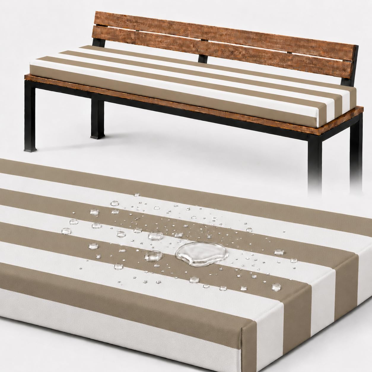 Cojines Exterior, Cojín Exterior En Poliéster Repelente Al Agua, Cojín Banco Exterior 50D, Cojines para Banco Exterior Antideslizante, Funda para Palets Patio,Hazel Stripe,100x40x5cm