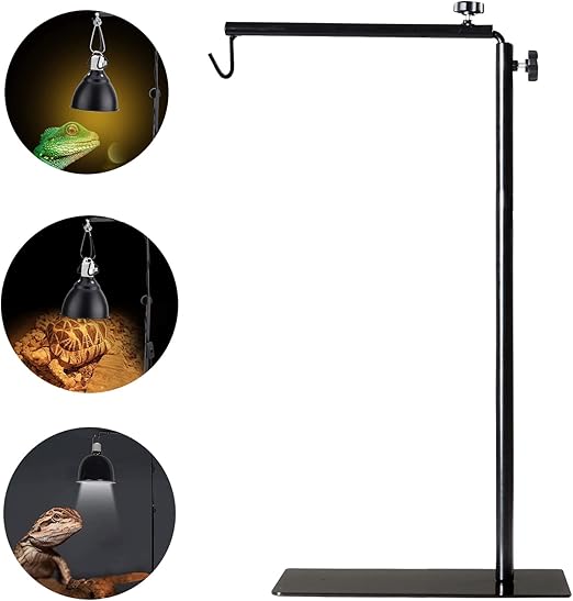 BETAZOOER Reptile Lamp Stand Adjustable 15-31 Inch Floor Light Holder Lamp Hanging Bracket Metal Support for Reptile Glass Terrarium Heating Light