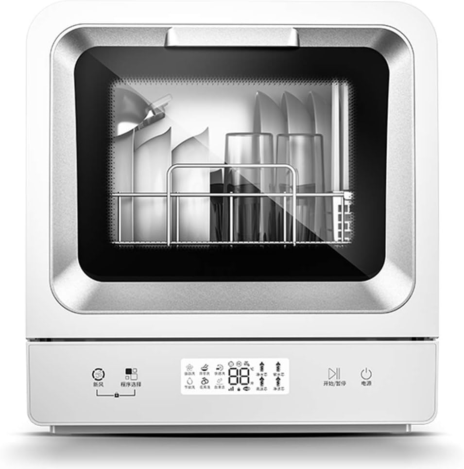 Desktop Smart Dishwasher, Automatic Household Dish Washer Mini Portable, 360掳 Spray Arm Design, 6 Adjustable Programs, Low Noise Level Practical