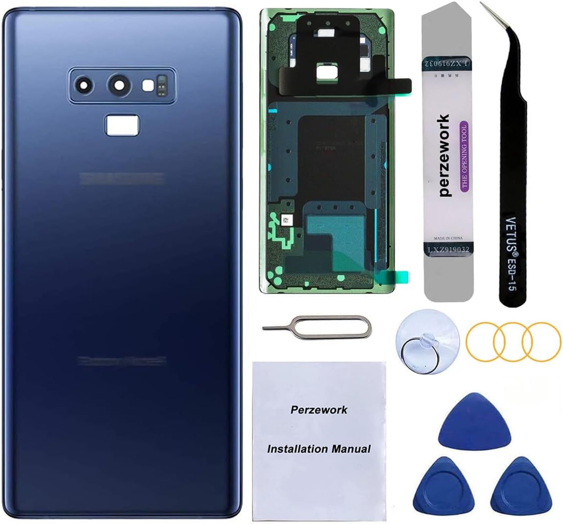 OEM Rear Back Glass Replacement for Samsung Galaxy Note 9 6.4 inches with Reparing Toolkit and Pre-Installed Adhesive (Ocean Blue)