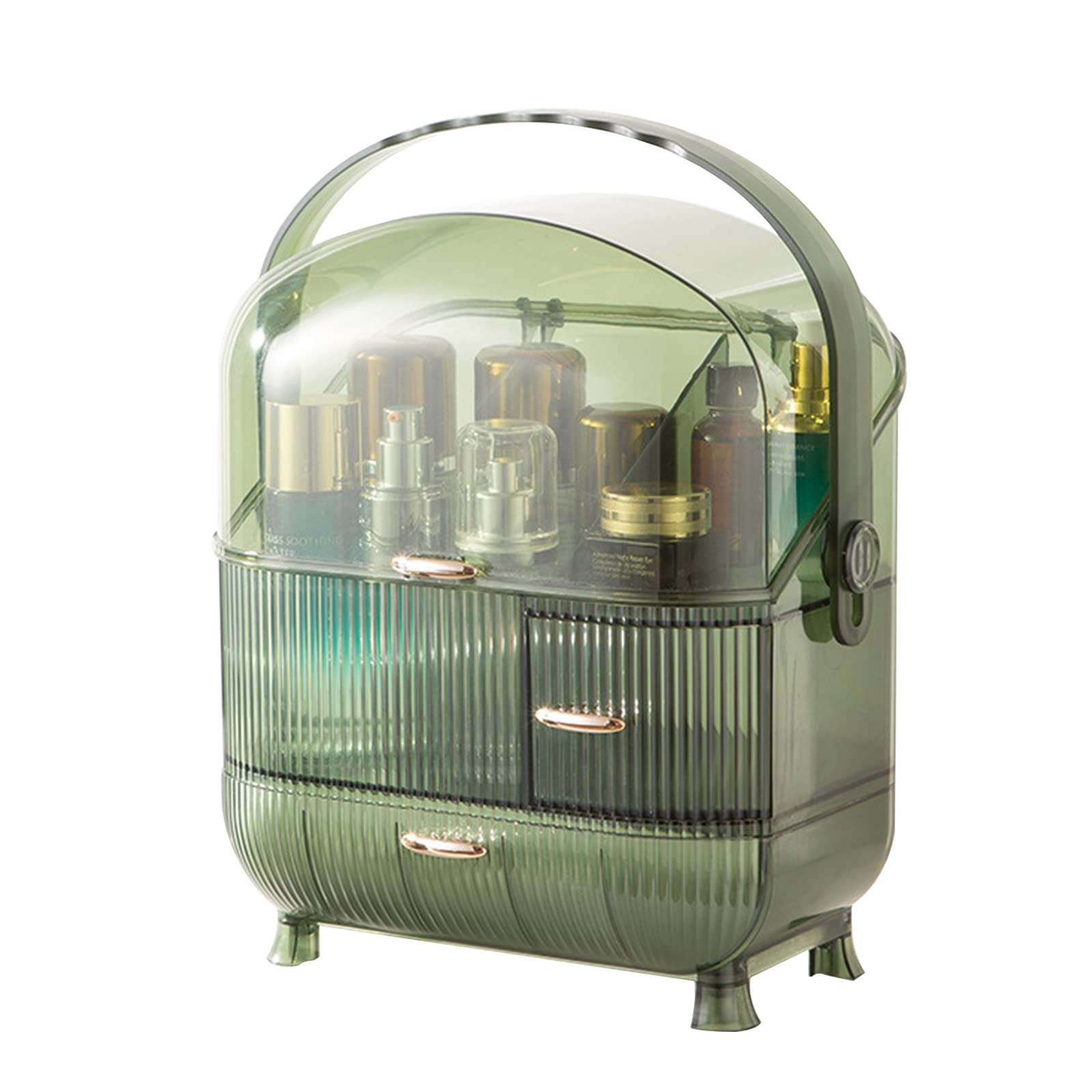 Benshukam Portable Multi-Function Make Up Case Dustproof Cosmetic Storage Box High Transparency Cosmetic Display Cases Cosmetics Skin Care Products Jewelry Organizer Case Finishing Box