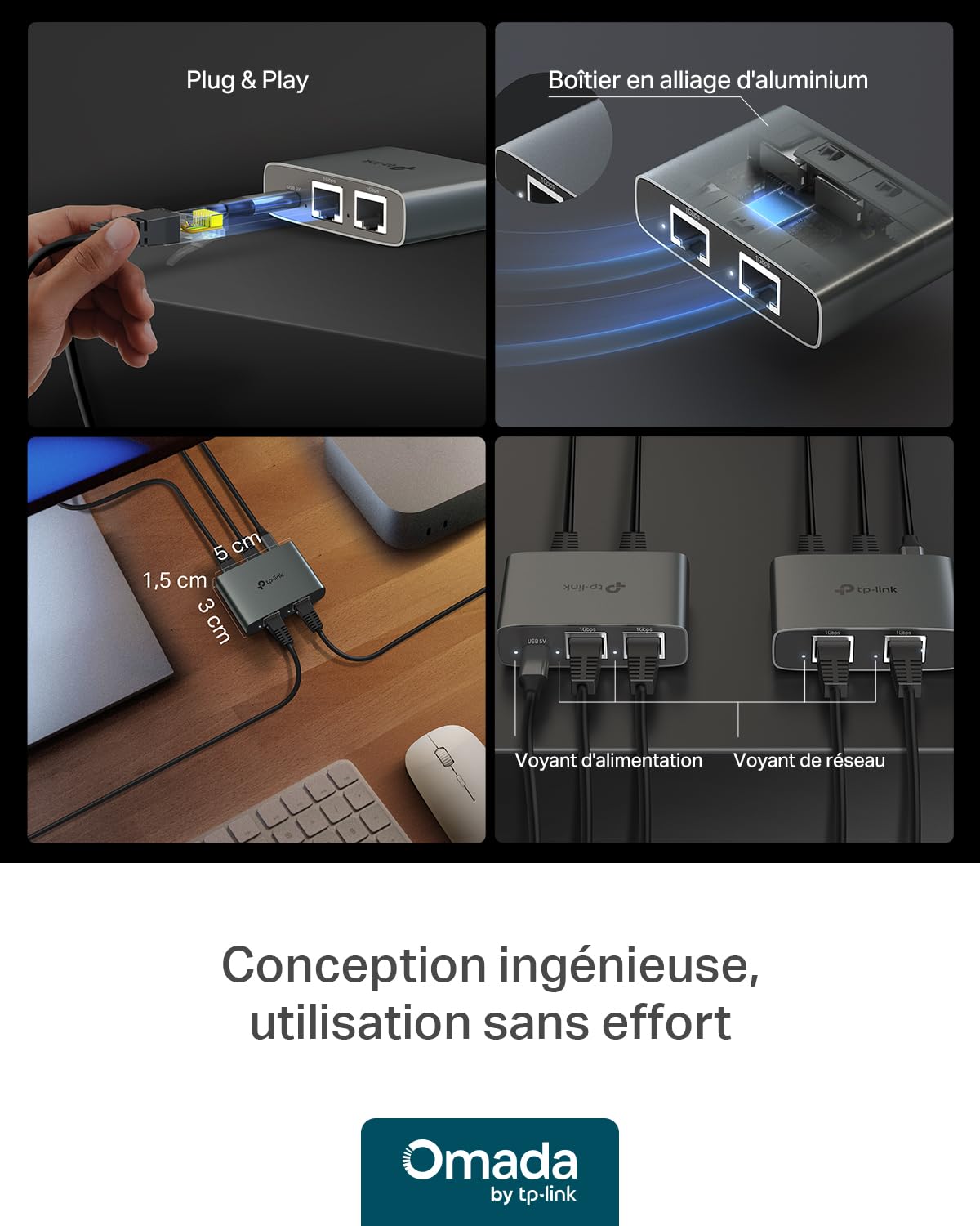 TP-Link EH310 Switch Ethernet 3 Ports 1000 Mbps RJ45 Splitter Network