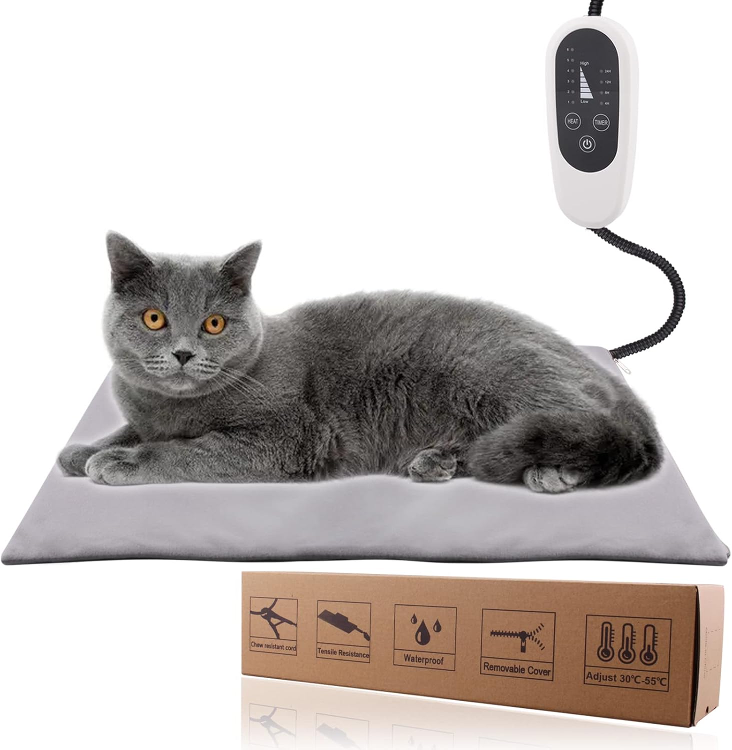 Dernord Electric Pet Heating Pad for Dog Cat Puppy Heat Pad Timing