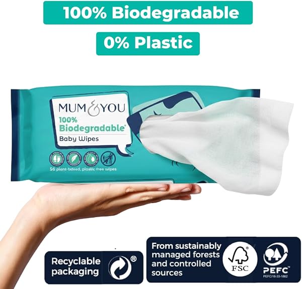 Mum & You Baby Wipes Multipack - 672 Biodegradable Wet Wipes (12 Packs) | 99.4% Water. Ideal for Sensitive Newborn Skin | Baby Wipes Bulk, Bum Wipes, Wet Tissue, wet wipes baby - 4