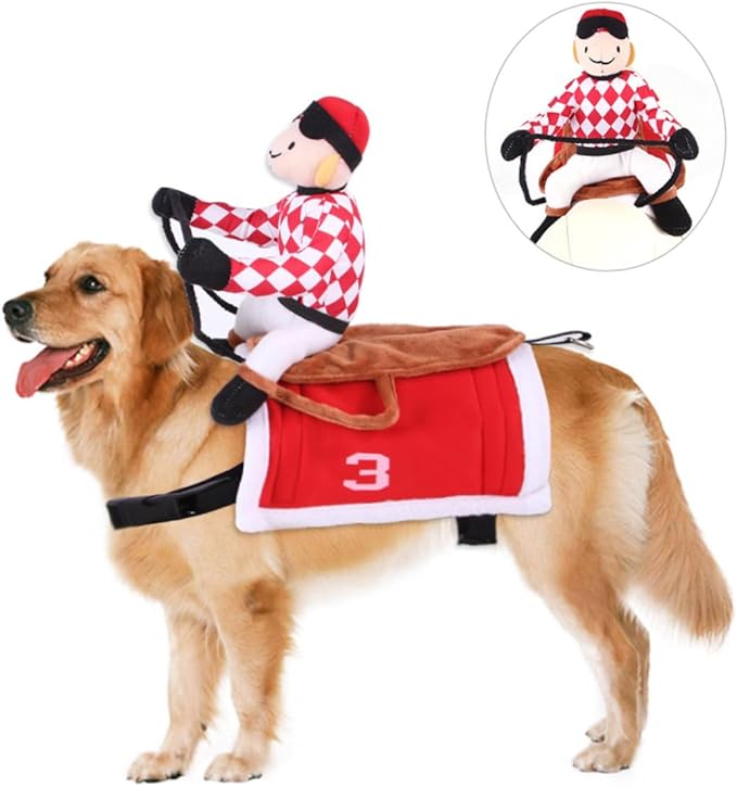 Disfraz de Carrera de Caballos para Perro Rojo Talla M Poliéster Algodón miniatura 9