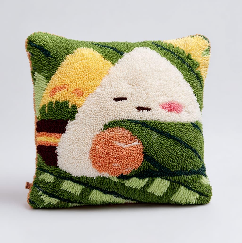 AxiangziK Latch Hook Pillow Kit 17x17in,Dragon Boat Festival Zongzi