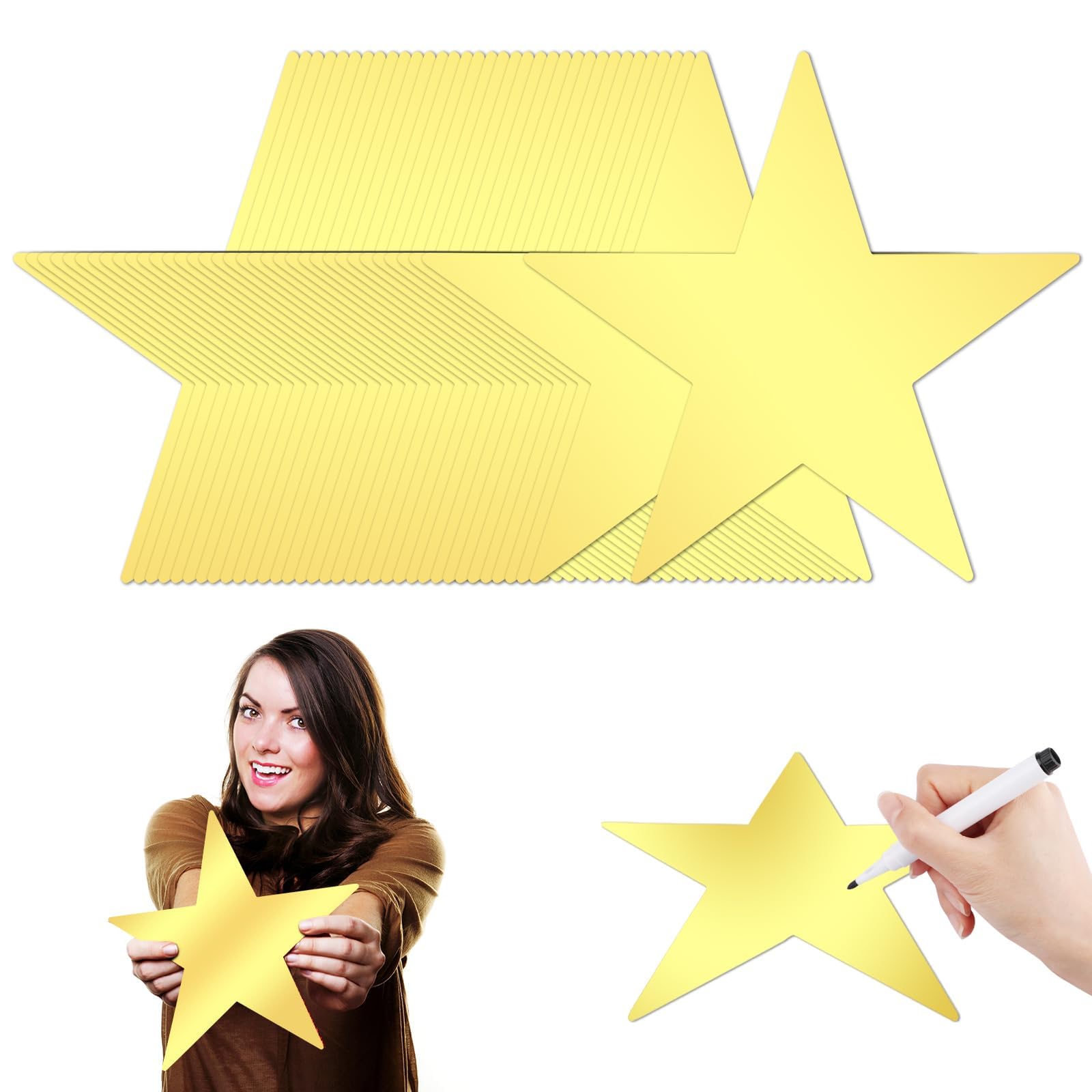 40PCS Glitter Large Gold Five Star Cutouts Paper 11 Inch Double Gold Star Cutouts Star Confetti Cutouts Decorations for Wedding Party Bulletin Board Stars Classroom Wall