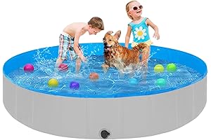 Foldable Kid Pool, 63" Anti-Slip Swimming Pool for Kids