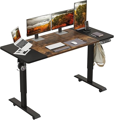 Miniatura 22 de Escritorio eléctrico de pie ajustable en altura, escritorio de computadora de pie de 63 x 30 pulgadas, escritorio de oficina en casa sentado y de