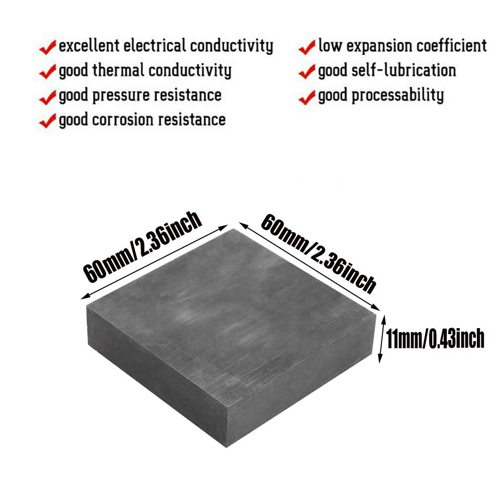 Bloc de graphite vierge, Plaque d'électrode en Graphite, anode cathodique, feuille d'étincelle électrique conductrice 60x60x11mm, paquet de 3