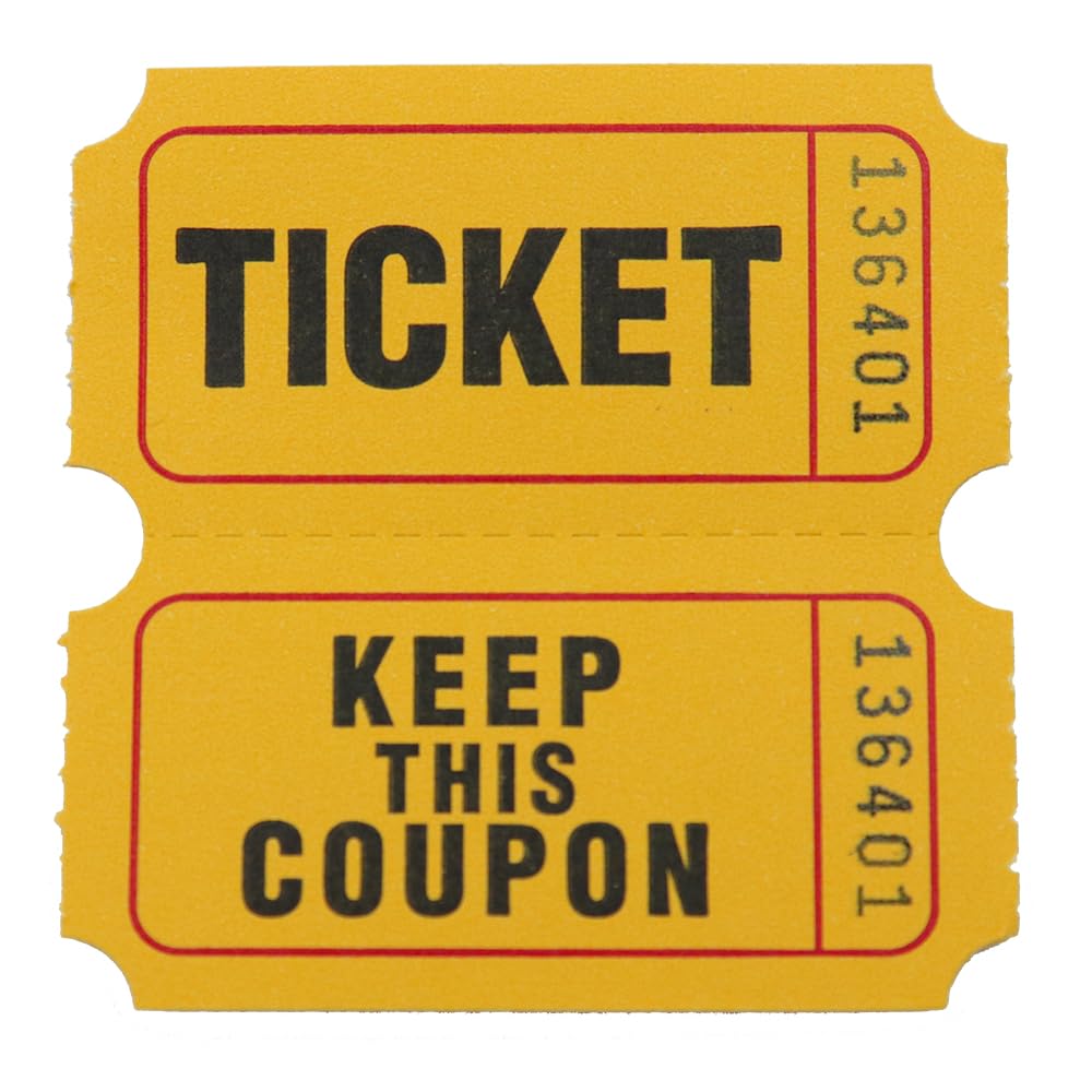 Bilety na loterię Hsthe Sea Double Roll – 1000 losów na rolkę – Raffle Drum Tickets Roll for Bingo Ballot Party (żółty)