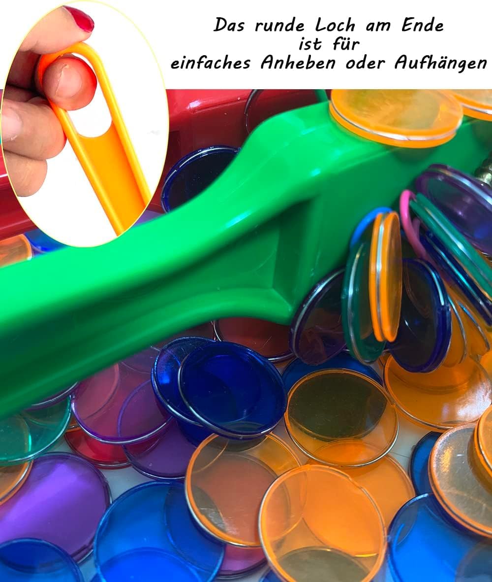 Magnetischer Bingostab mit 100 Metallringchips zum Zählen von Schul-/Spielchips Kunststoffmarkern (Grün)