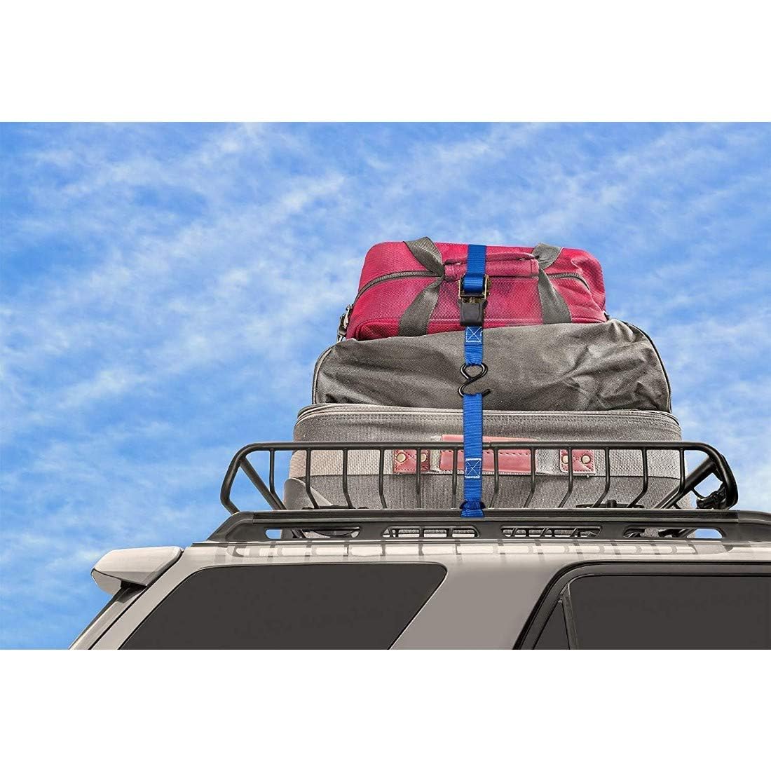 DARKFISH Portable Ratchet Strap Bike Tension Rope Luggage Transport Lashing Tow Truck Car Cargo Motorcycle Tie Down Belt Strong 500 Kg Load Cap/ 1500 Kg Break Strength Capacity (Multi Color) 3