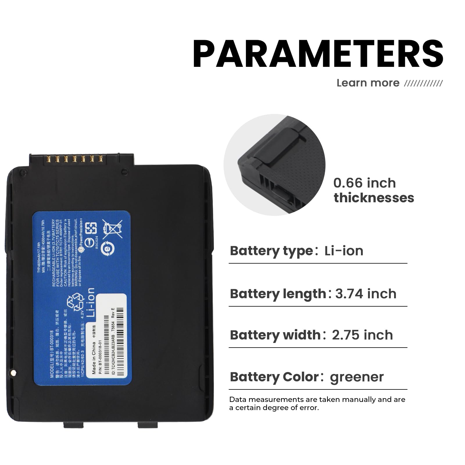 ANTIEE BT-000318 Batterie Compatible Avec Les modèles Motorola/Zebra TC70+ TC75 TC77 TC72 Batterie pour Scanner 82-171249-01 82-171249-02 BTRY-TC70X-46MA1-01 4.2V