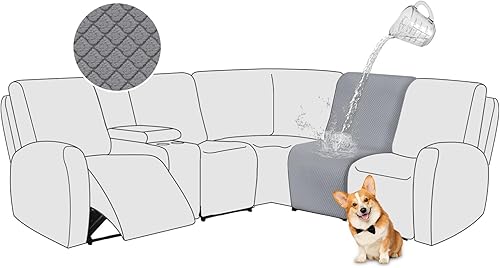 Miniatura 62 de ALIECOM Fundas impermeables para sofá seccional reclinable para sofá seccional reclinable elástico en forma de L, fundas de esquina lavables de