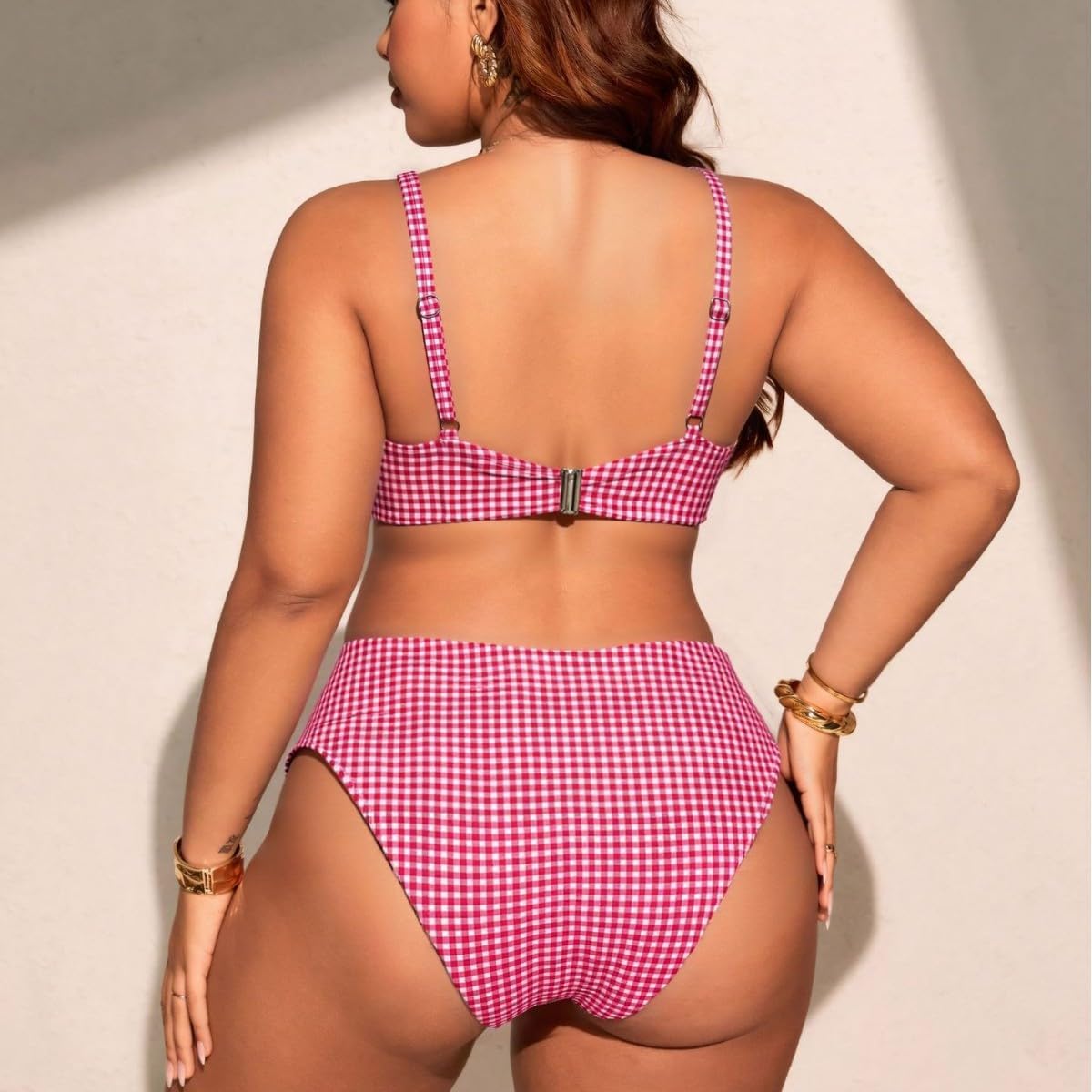 Women's Plaid Print Separate Bikini Set Breathable and Comfortable Spa, Beach, Pool Resort Swimwear Perfect for The Seaside