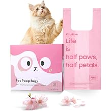 125 Count Cat Poop Bags Cherry Blossom Scented with Handles, Disposable Litter Bags for Pet Poop, Dog Kitty Waste Bags Extra-Thick Easy Tie Leak-Proof Strengthen, Pink