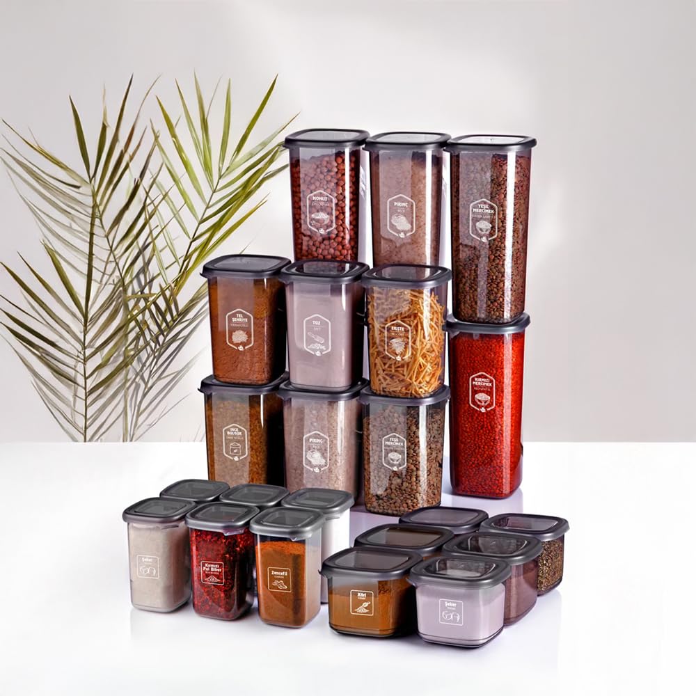 24-teiliges Vorratsdosen Set – Quadratisch & transparent – 4 Größen (1750/1200/550/450 ml) – Mit Etiketten – BPA-frei, stapelbar, mikrowellen- & gefriergeeignet