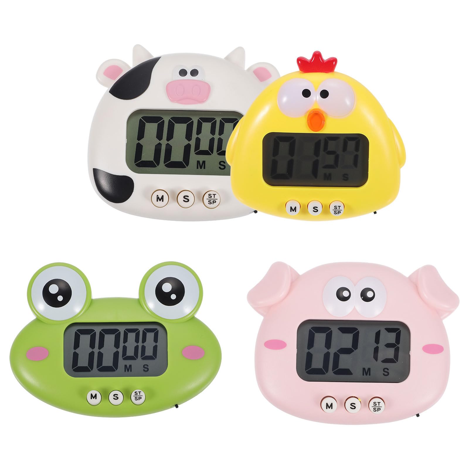 Timer da Cucina Cartone Animato 4 Pezzi Timer Digitale da Tavolo Piccolo e Portatile e Promemoria per Cucina Gioco e Gestione