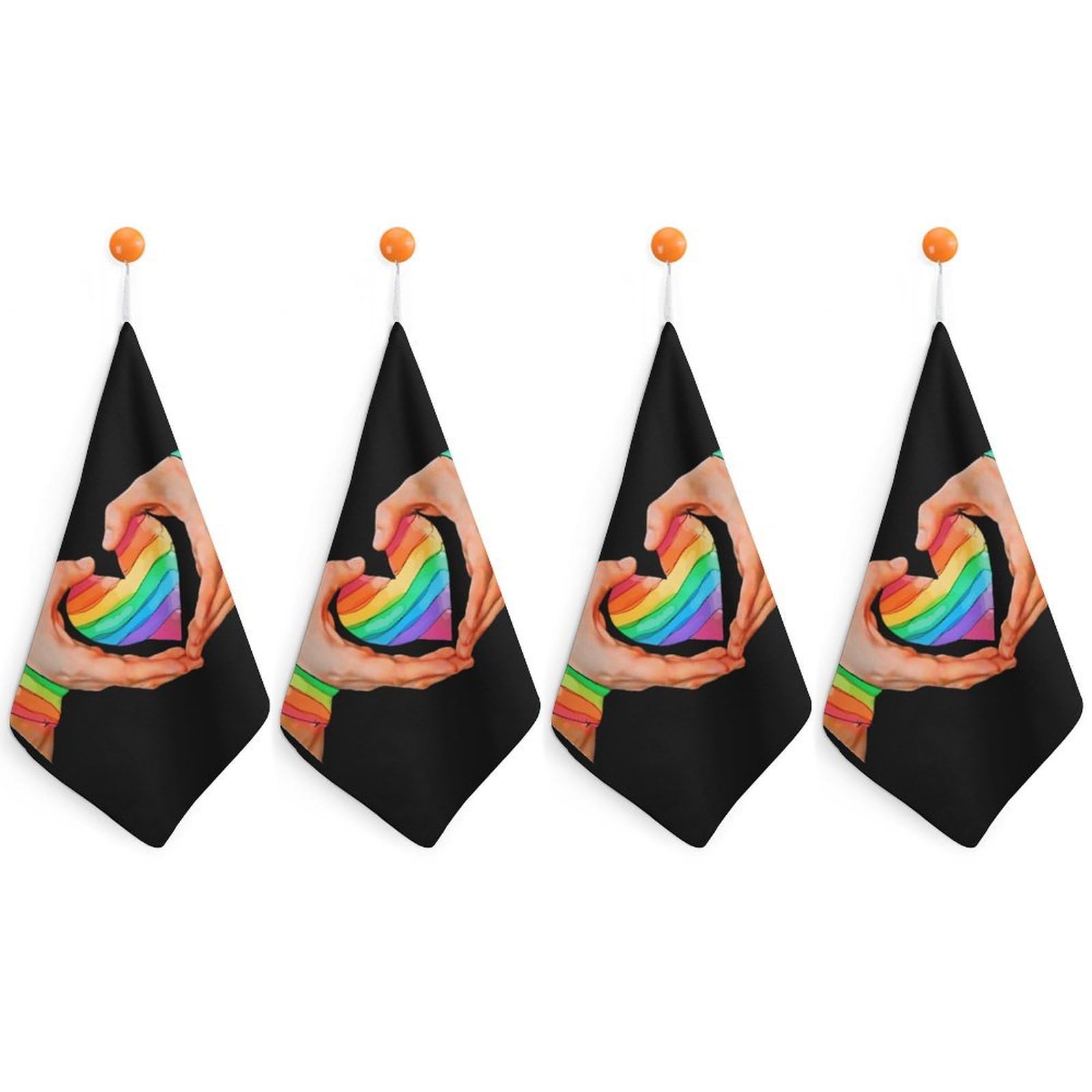 TXFBTRFSA Rainbow Flag Heart LGBT Pridees Hand Towels with Hanging Loop Kitchen Towel Handkerchiefs Cleaning Cloths