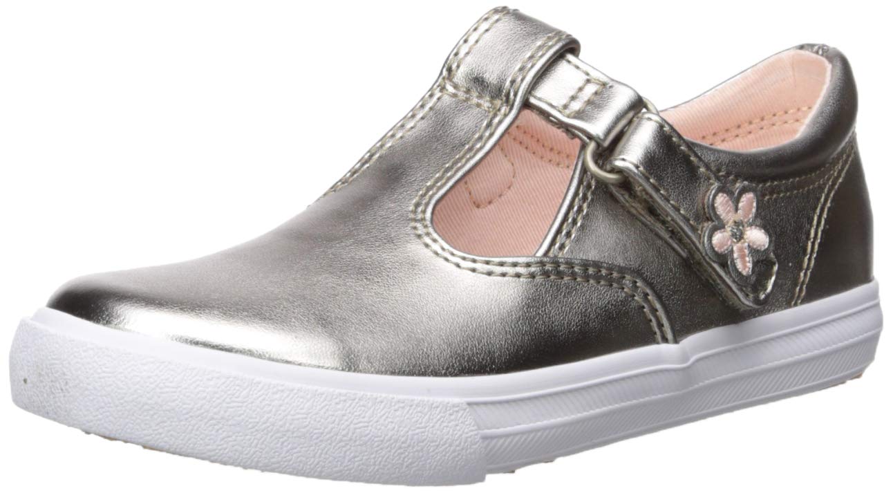 Keds Girls Daphne Sneaker - Memory Foam Footbed, T-Strap Closure, Vulcanized Sole