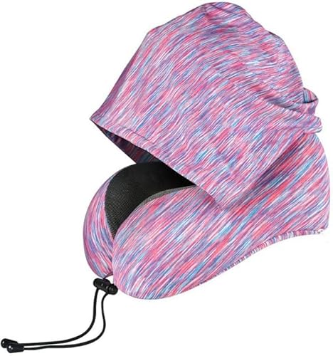 Rutexc ネックピロー フード付き 低反発 洗える U字型 トラベルピロー 携帯枕 取り外し可能 飛行機 バス 車 アウトドア 旅行用 快適 フェイスカバー付き