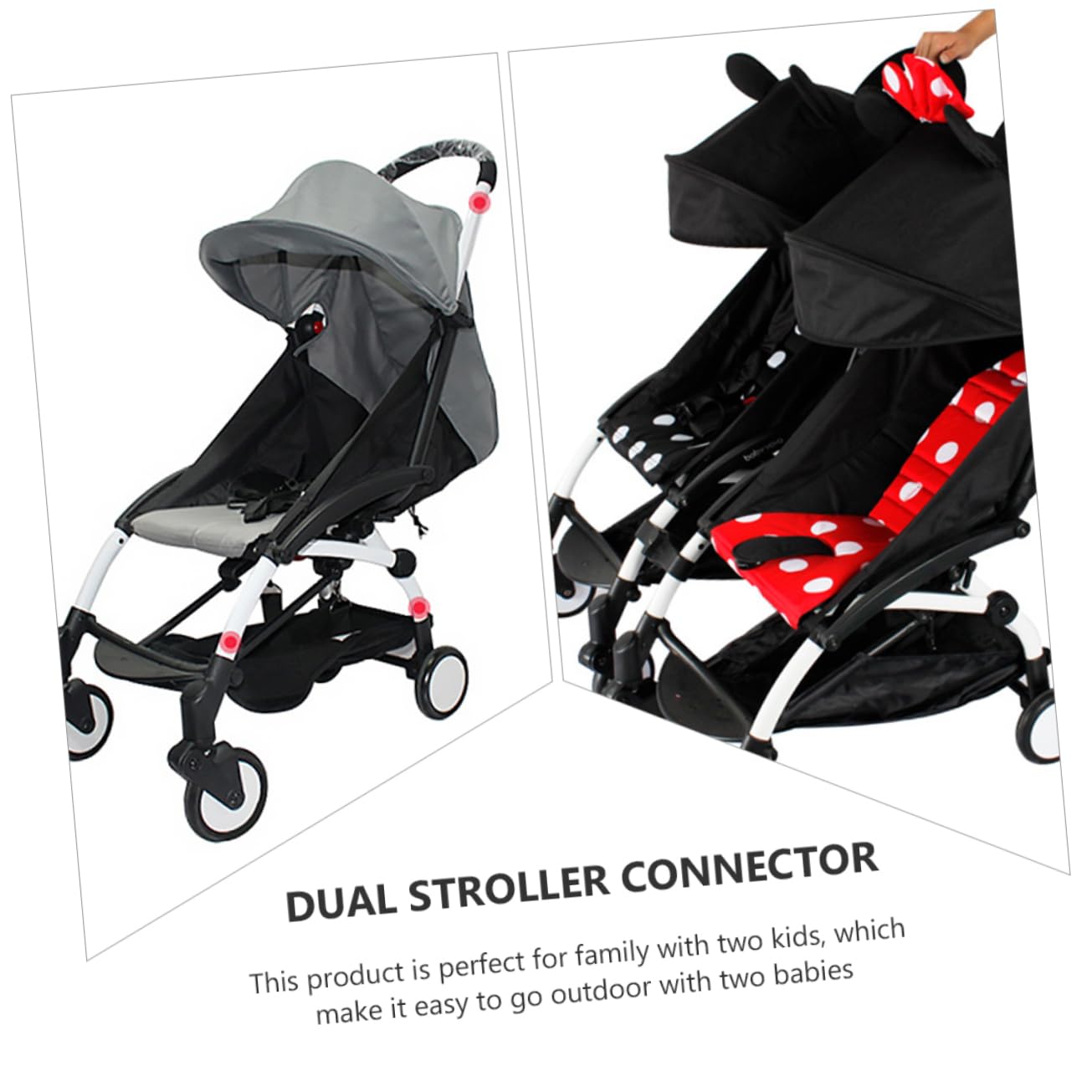 3 Stück Kinderwagen Verbinderset für Zwei Einzelkinderwagen | Schwarz, Eisen und Kunststoff, Leicht und Robust, für Familien mit Zwei Kindern, Outdoor Einsatz